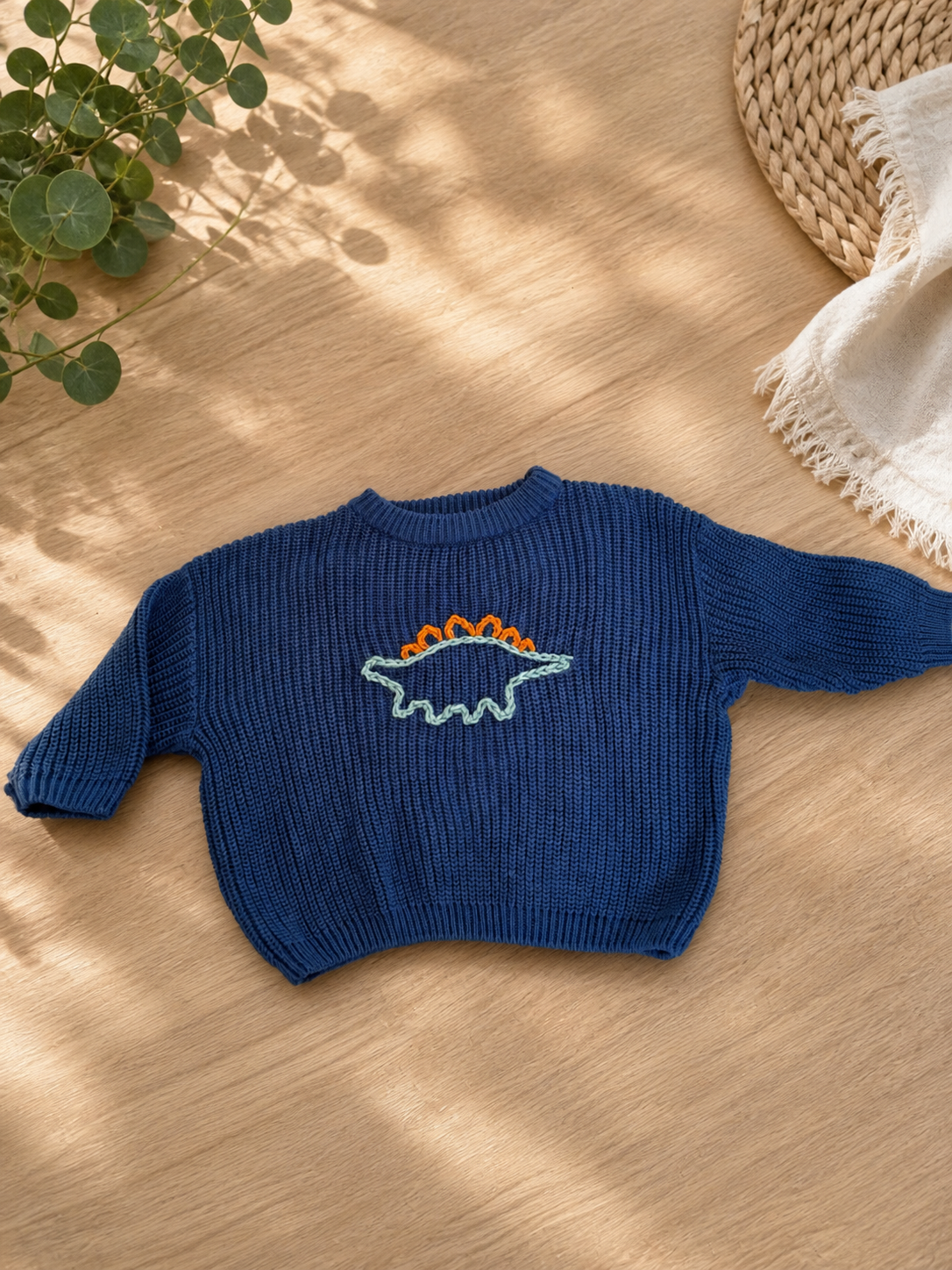 Hand embroidered dinosaur jumper 