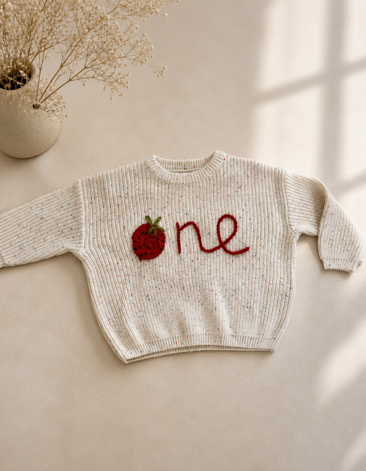 Berry First Birthday Jumper, Personalised Ready-Made | 12–18 Months