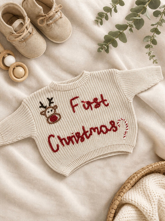 Ready-made Kids Personalised 'First Christmas' Jumper | 0-3 Months
