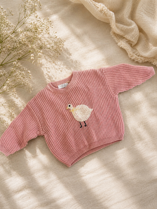 Hand embroidered goose jumper