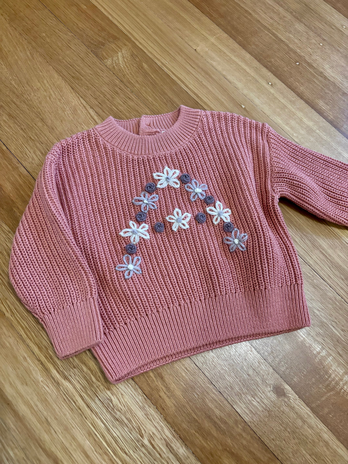 Personalised Daisy & Rose Embroidered Letter Jumper