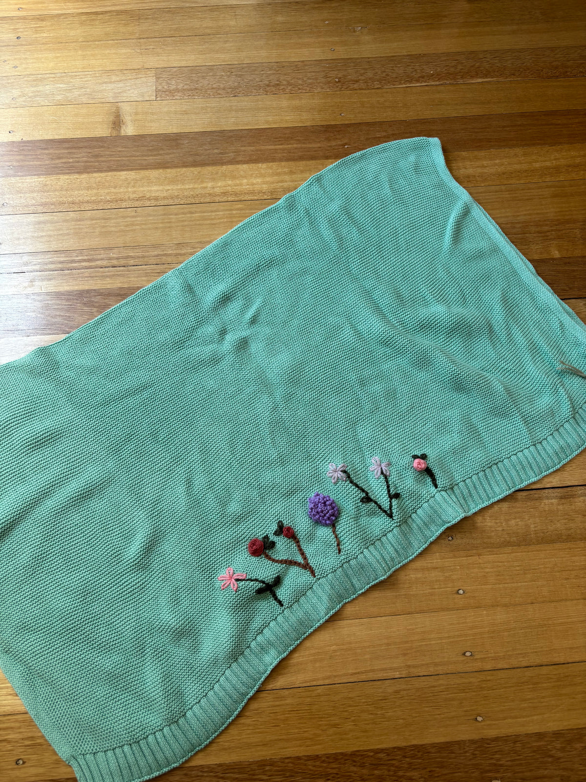 Baby Blankets - 100% Cotton - Aqua Floral