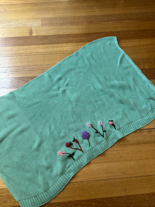Baby Blankets - 100% Cotton - Aqua Floral