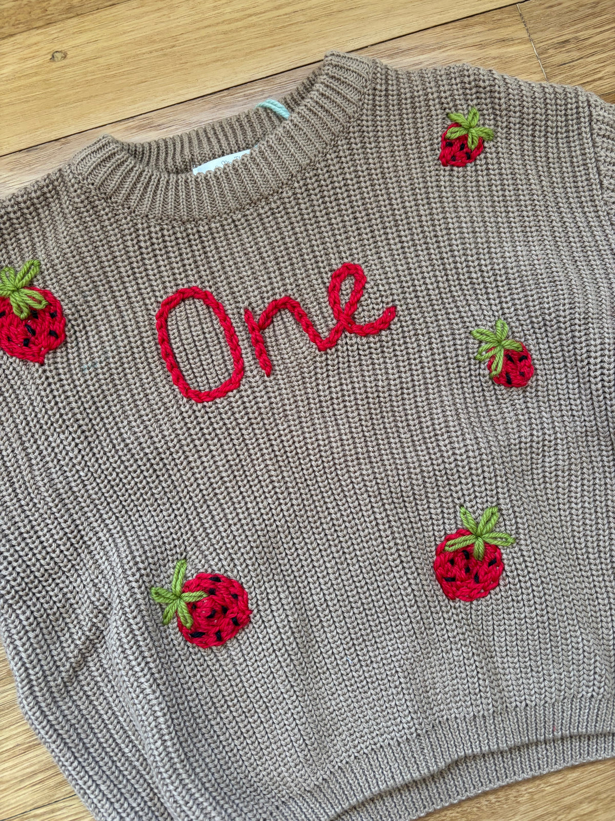 Ready-made Kids Personalised 'One' Strawberries Jumper | 12-18 Months