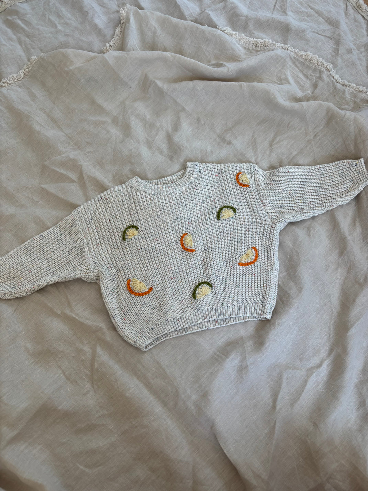 Ready-made Kids Personalised 'Citrus' Jumper | Size 6-9 Months