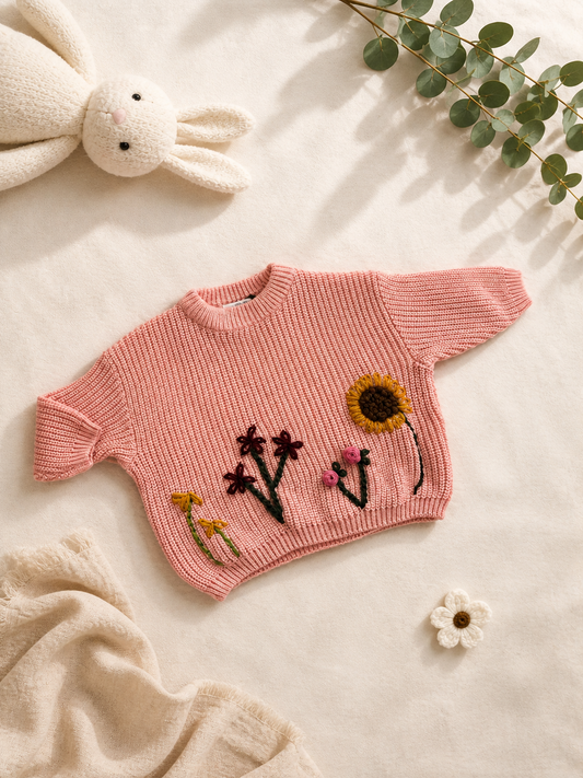 Ready-made Kids Personalised ' Floral Garden' Jumper | 3-6 Months