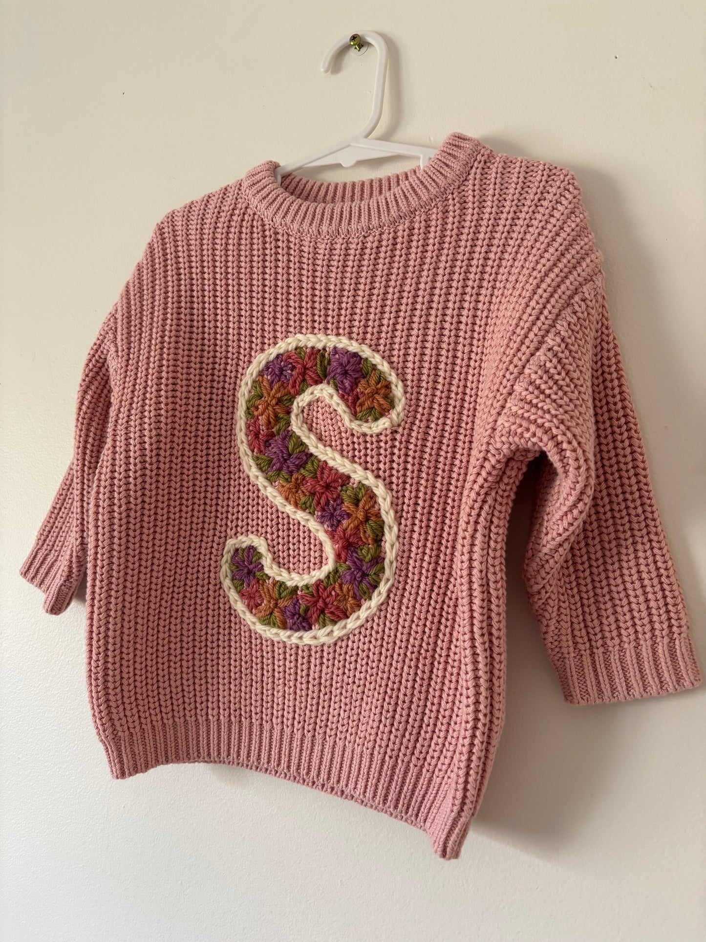 Personalised Edged Floral Embroidered Letter Jumper