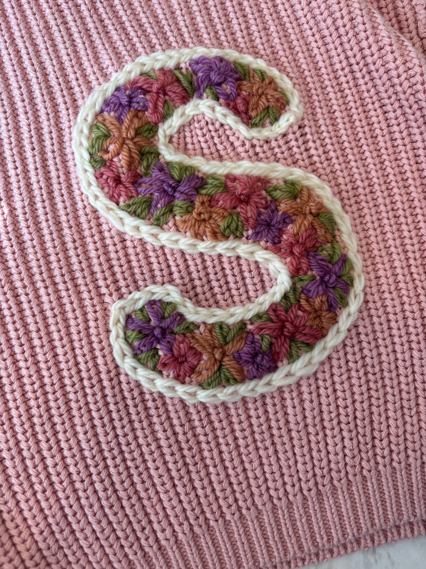 Personalised Edged Floral Embroidered Letter Jumper